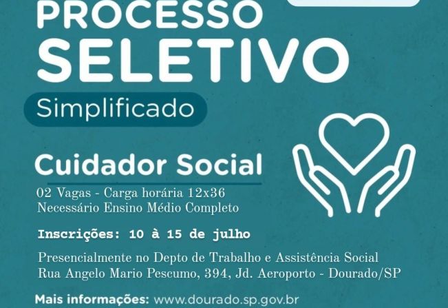  PROCESSO SELETIVO SIMPLIFICADO PARA CUIDADOR SOCIAL 